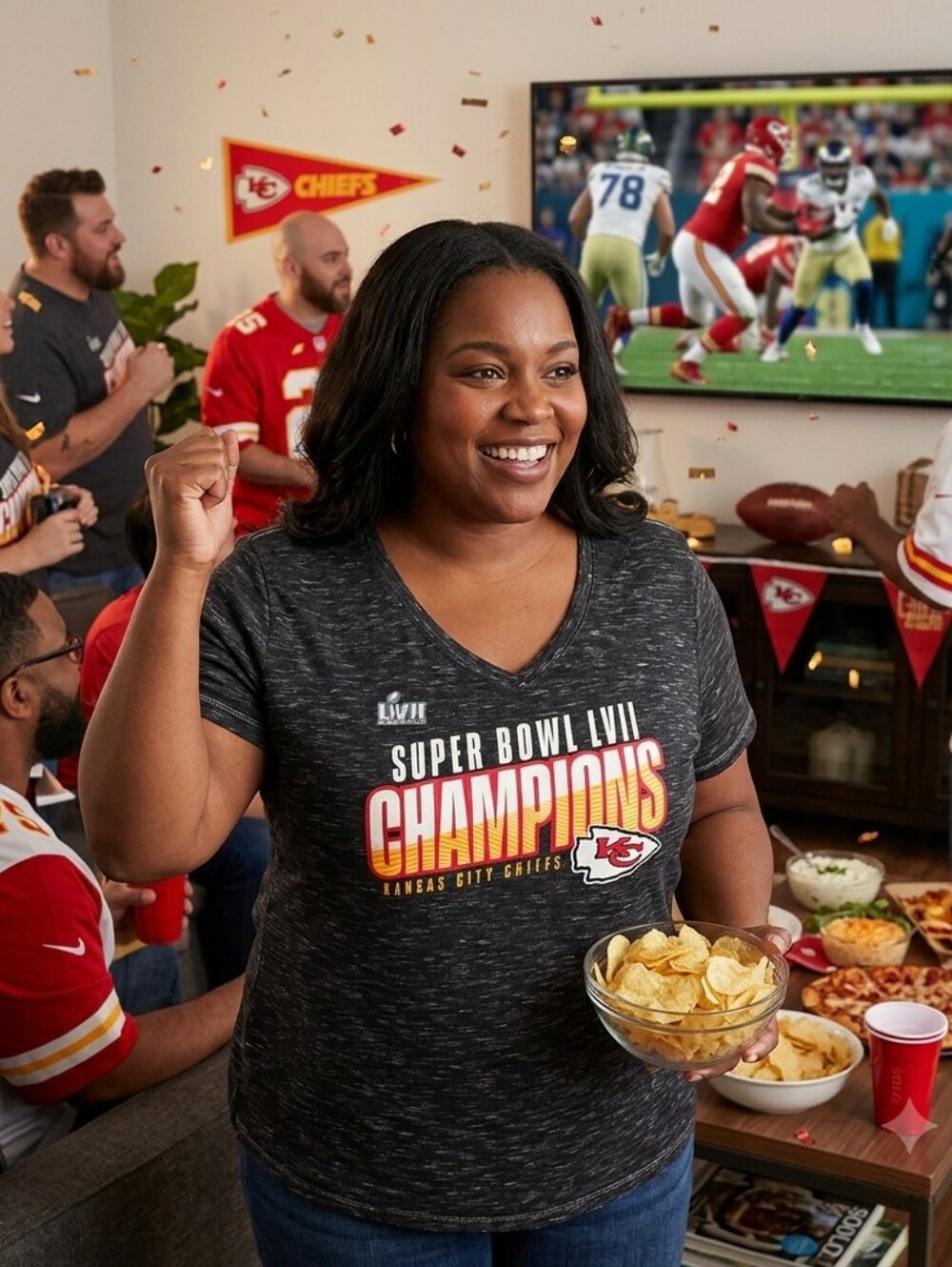 Fanatics Kansas City Chiefs Super Bowl LVII Champions V-Neck Shirt Plus Size 3XL
